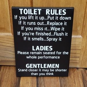 Bath - Toilet Rules Fun Bathroom Decor Sign Bath - Toilet Rules Fun Bathroom Decor Sign